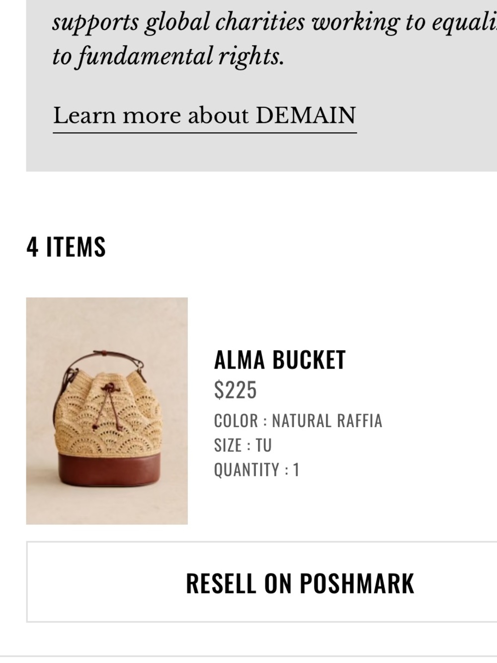 Sezane Alma Bucket Beige Straw and Brown Leather Bucket Shoulder Bag - Picture 3 of 6